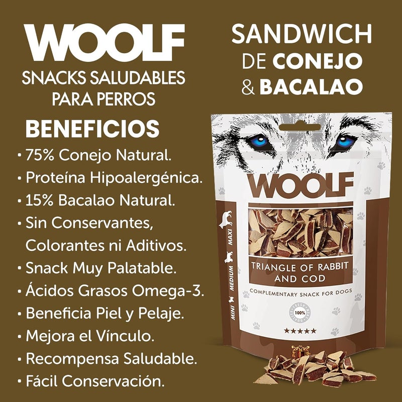 Woolf Rabbit and Cod Triangle for Dog and Cat 100 g - Image 4
