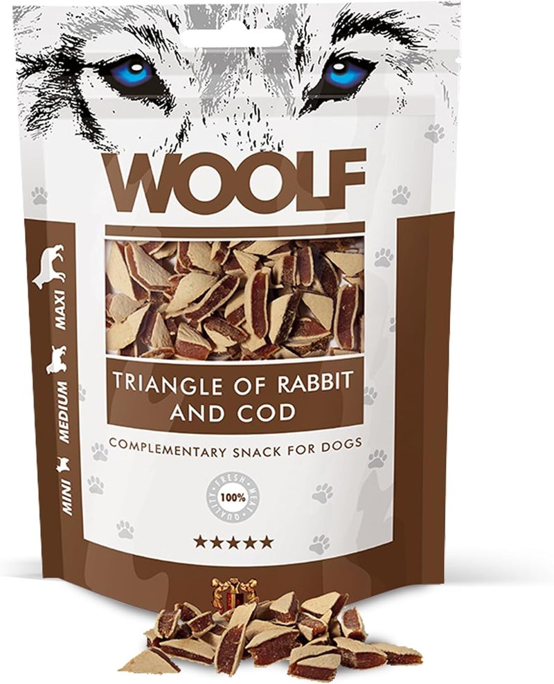 Woolf Rabbit and Cod Triangle for Dog and Cat 100 g - Image 1