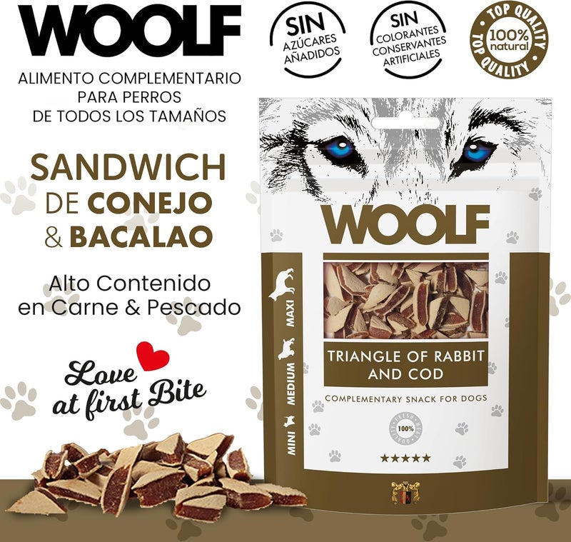 Woolf Rabbit and Cod Triangle for Dog and Cat 100 g - Image 2