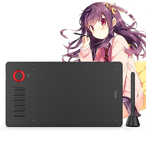 Veikk Digital Drawing Tablet VEIKK A15Pro Graphics Pen Tablet 10 x 6 Inch Graphics Tablet with 12 Shortcut Keys and 1 Quick DialSupports Tilt Functionfor MACWinLinuxAndroid OS RED - Image 1