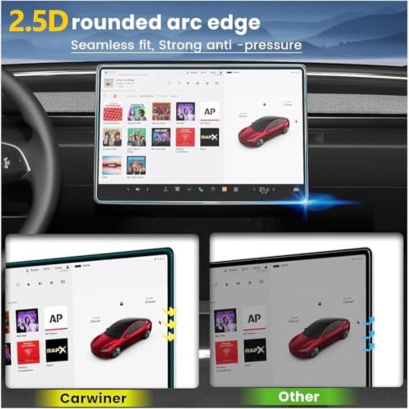 قطعتان من واقي الشاشة غير اللامع لـ Tesla 2024 Model 3 ملحقات المرتفعات 15.4 بوصة شاشة ملاحة أمامية + زجاج مقسى خلفي 8 بوصة مع ملحقات محاذاة تلقائية 9H مضادة للتوهج - Image 4