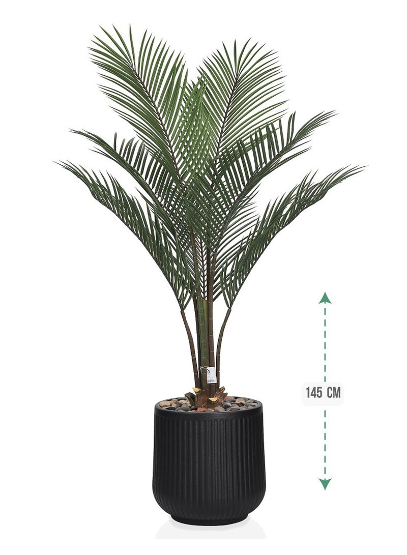 تالا شجرة أريكا صناعية 7 فروع بارتفاع 145 سم – أوراق نخيلية كثيفة بتصميم واقعي مع حوض بلاستيك أنيق للديكور الداخلي - Image 2