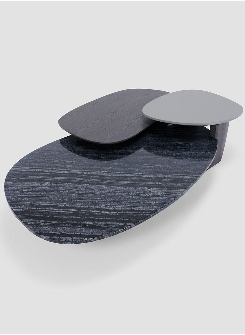 AL HUZAIFA FURNITURE Romero 3 In 1 Coffee Table, Natural Marble Top And Veneer  - Image 3