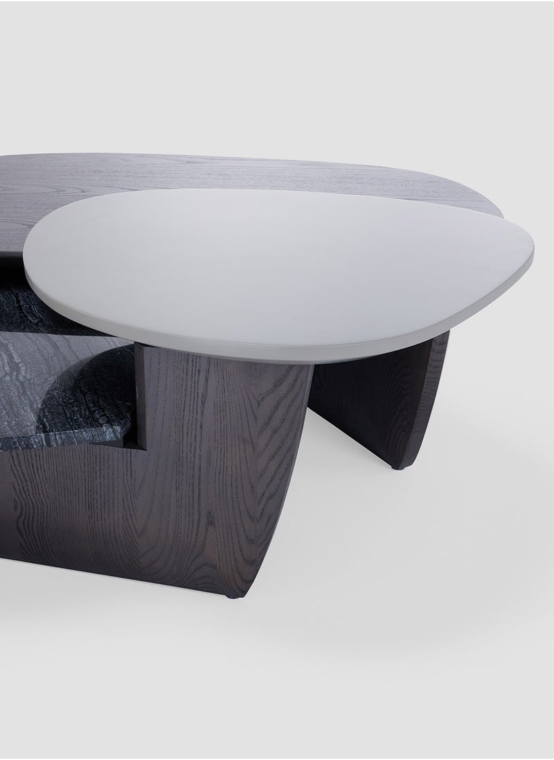 AL HUZAIFA FURNITURE Romero 3 In 1 Coffee Table, Natural Marble Top And Veneer  - Image 5