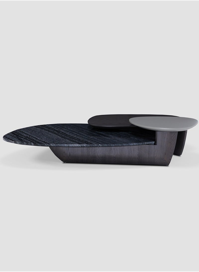 AL HUZAIFA FURNITURE Romero 3 In 1 Coffee Table, Natural Marble Top And Veneer  - Image 1