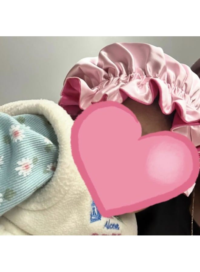 AKISS Reversible Satin Silk Sleep Hair Bonnet for Preemie Newborn Baby Girl Boy (Fuchsia/Pink, 0~1M) - Image 4