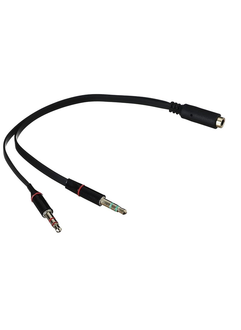 كيندكس كابل توزيع صوت ايه يو اكس Kx2402 مزدوج 2 في 1 من ذكر الى انثى من كينديكس، 10 سم - لون اسود، لهواتف خلوية  - Image 1