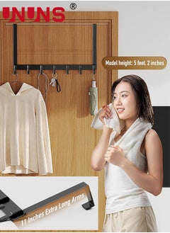 UNUNS Over The Door Hooks,Door Hanger Hooks With Extra Long Arms,Towel Racks For Bathroom With 6 Coat Hooks For Hanging Clothes Coats Towels  - Image 4