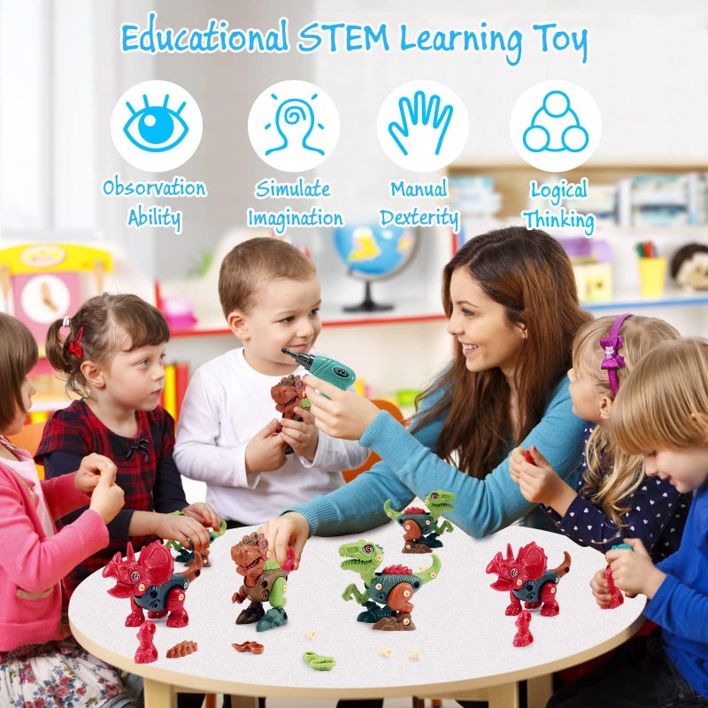 FREE TO FLY Dinosaur Toys Gifts for 3 4 5 6 7 8 Year Old Boys Stem Dinosaur Toy for Kids 35 Girls Toddler Building Learning Eductional Take Apart Dino Toys with Electric Drill Birthday - Image 3