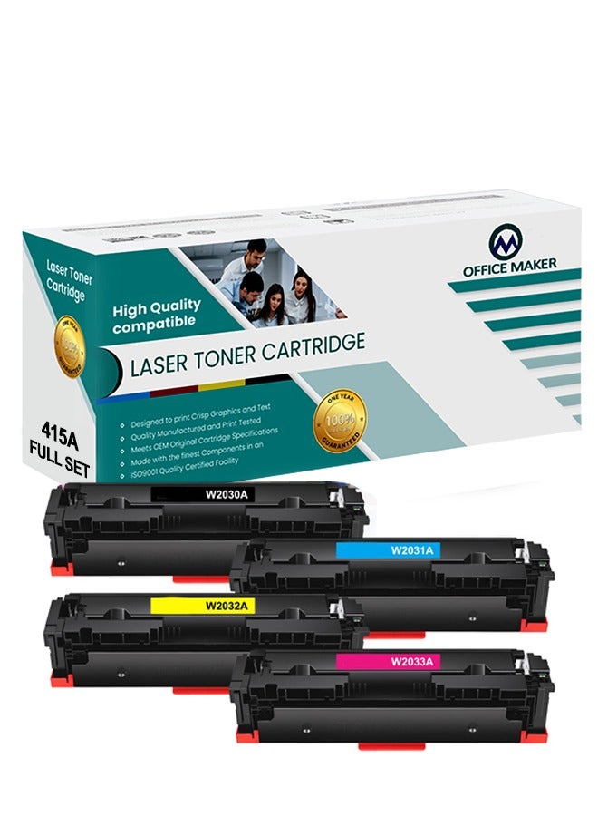Office Maker Compatible Toner Cartridge With Chip 415A (Black Cyan Magenta Yellow) Compatible with Laserjet Pro MFP M479fdw M479fdn M479fdw M454dw M454dn Combo Pack - Image 1