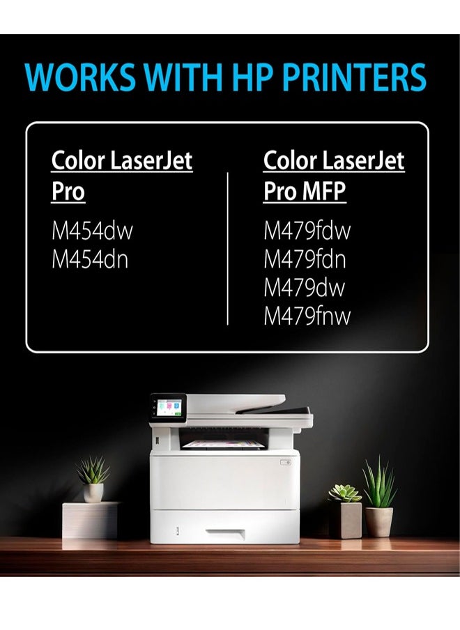 أوفيس ميكر Office Maker Ink Compatible Toner Cartridge to Replace HP 415A 415A (Black Cyan Magenta Yellow) Compatible with Laserjet Pro MFP M479fdw M479fdn M479fdw M454dw M454dn Combo Pack  - Image 2