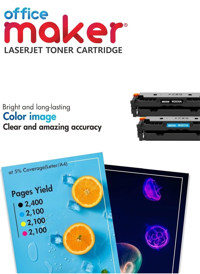 أوفيس ميكر Office Maker Ink Compatible Toner Cartridge to Replace HP 415A 415A (Black Cyan Magenta Yellow) Compatible with Laserjet Pro MFP M479fdw M479fdn M479fdw M454dw M454dn Combo Pack  - Image 5