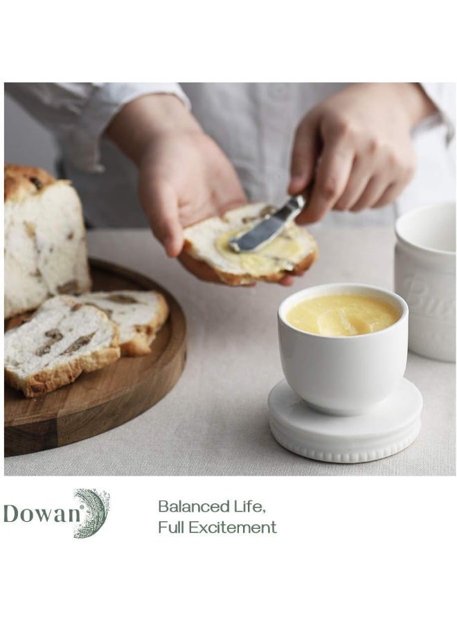 DOWAN Butter Crock, French Butter Dish for Spreadable Soft Butter, Ceramic Butter Keeper With Lid for Countertop, Butter Dish With Waterline, Housewarming Gift, Kitchen and Home Decor, White - Image 5