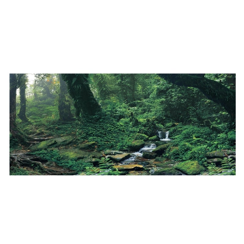 Fish Tank Background Poster:  High-Quality PVC Material, Firm Durable - Dual Side Riverway Green Woods Pattern, Realistic Look - Waterproof Non-Glare for Home Aquarium Decoration - Image 1