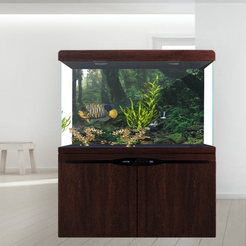 Fish Tank Background Poster:  High-Quality PVC Material, Firm Durable - Dual Side Riverway Green Woods Pattern, Realistic Look - Waterproof Non-Glare for Home Aquarium Decoration - Image 3