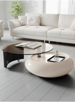 fashionhome Multipurpose Modern Luxury 360 Degree Rotatable Design Coffee Table Swivel Side Table Center Table Serving Table for Living Room Bedroom Home Office 128x37 cm (Fully Assembled)  - Image 1