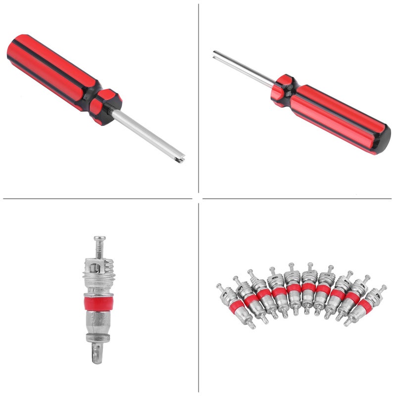 Motorcycle Wheel Tire Valve Core 10 Pcs with Remover Tool Repair Removal Kit - Image 2