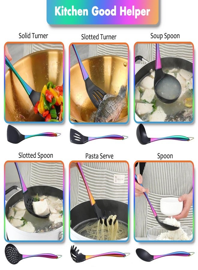 Blithely Silicone Cooking Utensils Set, 9Pcs Kitchen Utensil Set with Stainless Steel Handle, Heat-Resistant Silicone Utensils for Cooking, Non-Stick Spatula Set with Spoons, Turners, Ladle (Rainbow) - Image 5