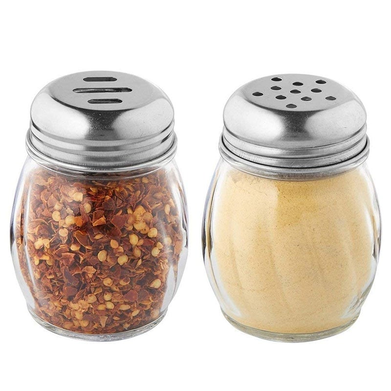 SkyKey Glass Jars and Container for Storge Spices Chilli and Spice Shakers with Stainless Steel Perforated and Slotted Caps Pack of 2 pcsClear AITTight Kitchen Accessories Items and Accessories - Image 1