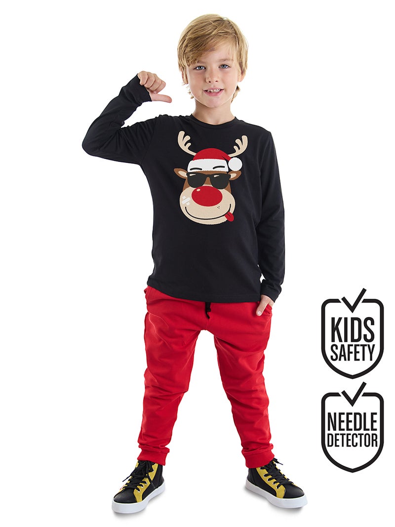 Denokids New Year Deer Boy T-shirt&Pants Set - Image 1