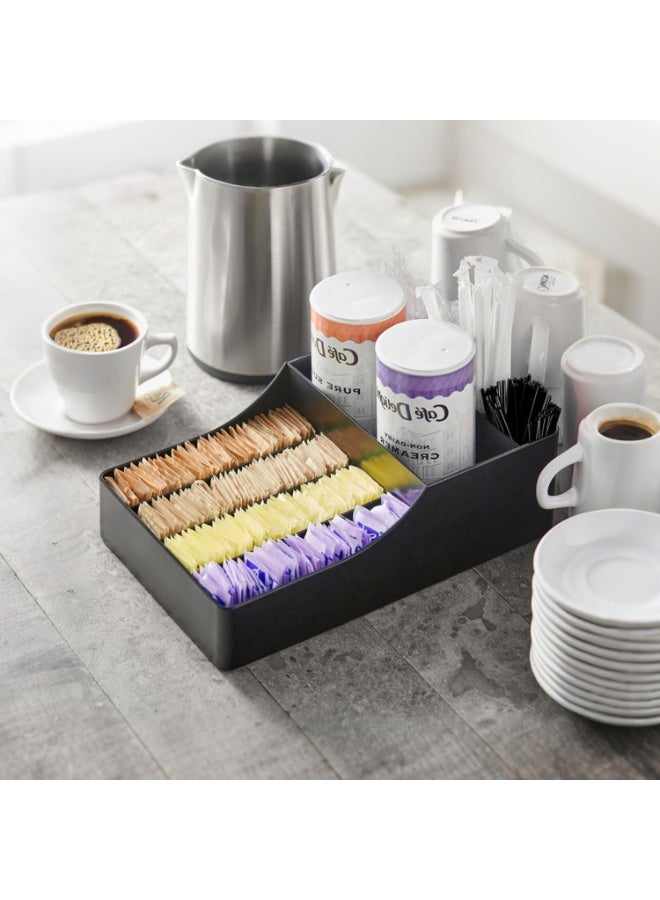 Barakah Coffee Station Storage Rack, 9 Compartment Stockpile Tray, Tea and Condiment Organizer, Countertop Bar Deposit for Home, Office, Living Room, Space-Saving, Durable Design (Black) - Image 4