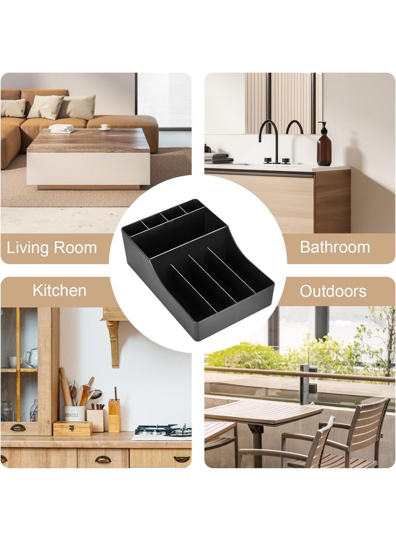 Barakah Coffee Station Storage Rack, 9 Compartment Stockpile Tray, Tea and Condiment Organizer, Countertop Bar Deposit for Home, Office, Living Room, Space-Saving, Durable Design (Black) - Image 2