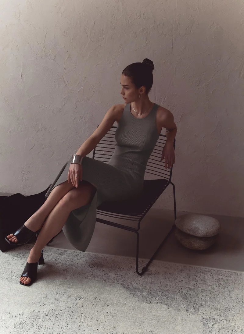 Lichi Knitted maxi dress with cut-outs at the back