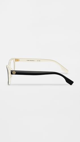 Tory Burch Women's Rectangular Eyeglasses, Black/Ivory, 51/17/140 - Image 4