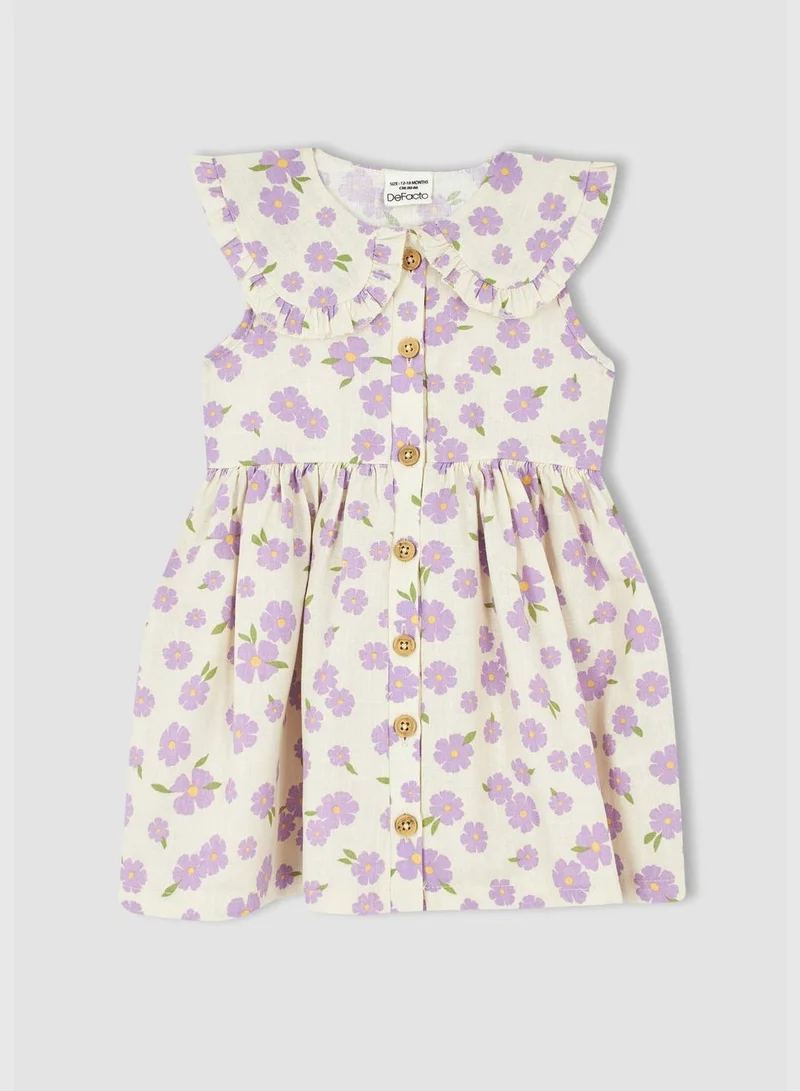 DeFacto Sleeveless Frill Detail Floral Print Dress