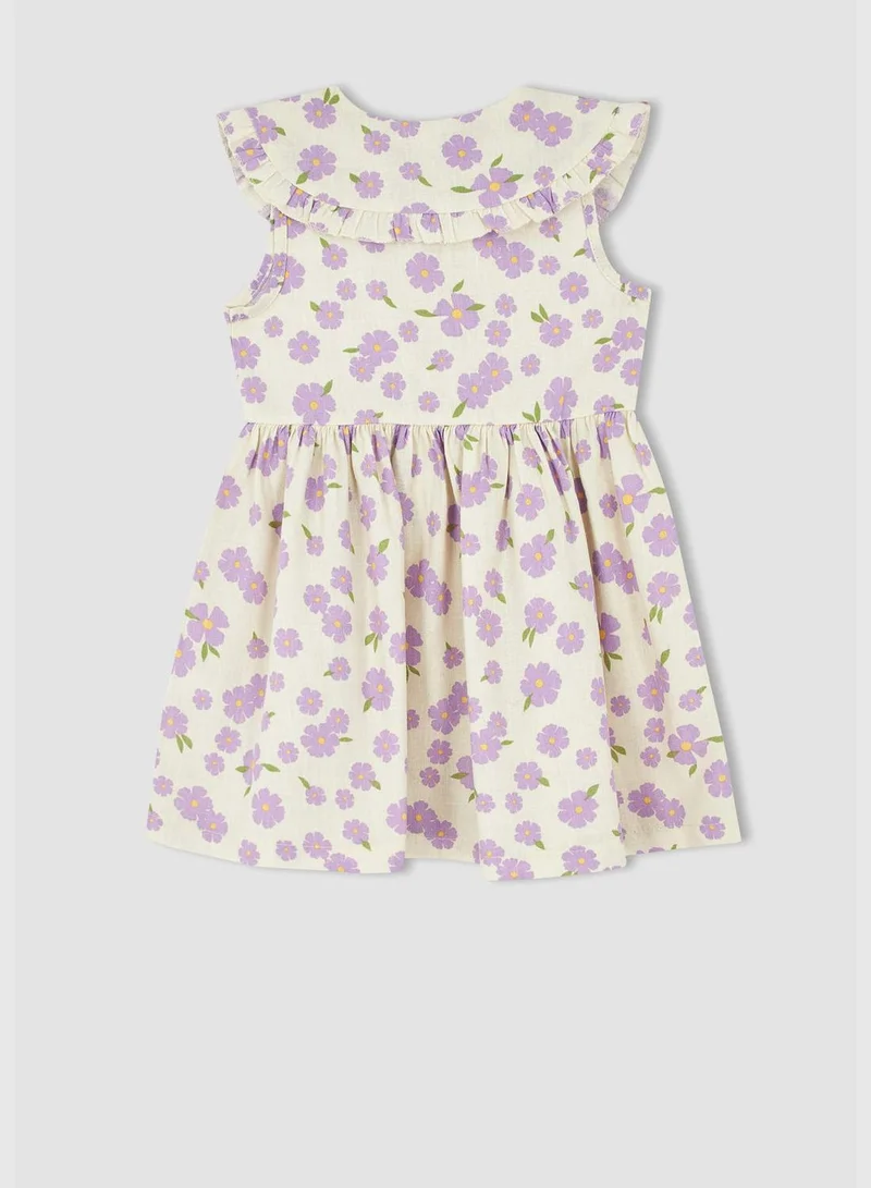 DeFacto Sleeveless Frill Detail Floral Print Dress