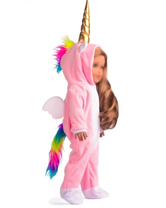 sweet dolly 18 Inch Doll Clothes Unicorn Onesie Pajamas Rainbow Color Hair Bow Clips Costume Fits 18 Inch Doll (Doll Not Included) - Image 3