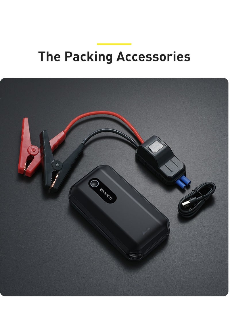 Baseus - Super Energy Air Car Jump Starter & Battery Charger, 10000mAh Power Bank, 1000A Peak Current, 12V Car Booster for Gas (Up to 4.0L) & Diesel Engines (Up to 2.5L), Portable Emergency Jump Starter, Car Battery Charger, Phone Charger, & Flashlight - Image 1