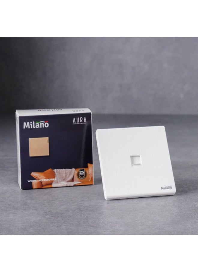 DANUBE HOME - Milano Single Data Outlet Network Socket Insert Keystone Jack Faceplate For Home Appliances Computers Telephones Cat6 Aura Wh - Image 1