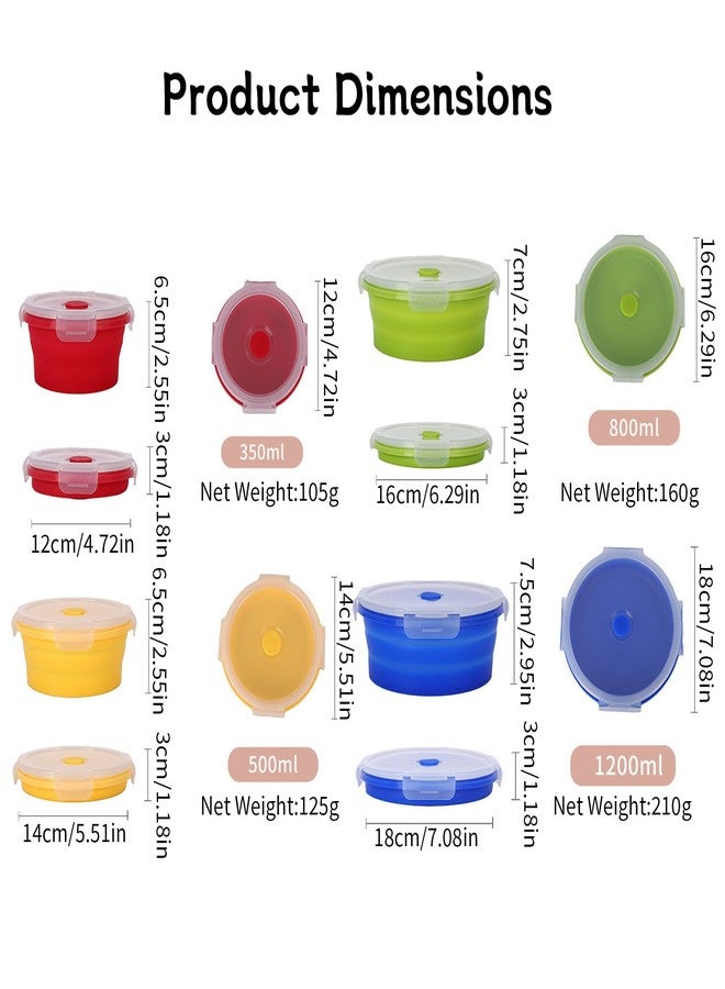 XPAPOV 4 Collapsible Food Storage Containers, Silicone Food Storage Containers, Round Collapsible Bowls with lids, Microwave Freezer Dishwasher Safe (Colorful) - Image 2