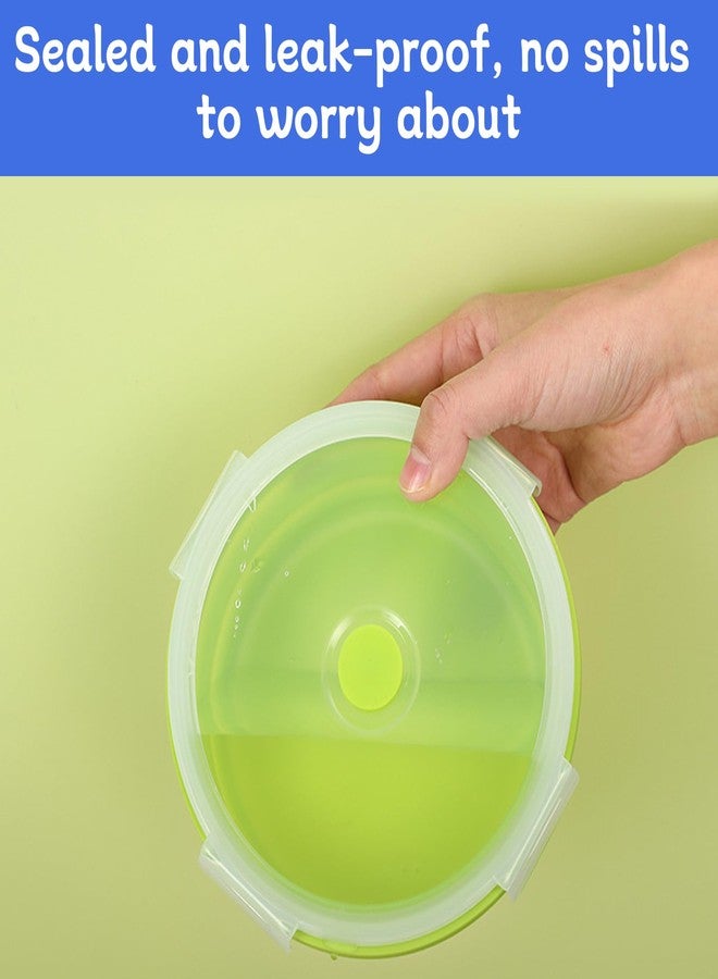 XPAPOV 4 Collapsible Food Storage Containers, Silicone Food Storage Containers, Round Collapsible Bowls with lids, Microwave Freezer Dishwasher Safe (Colorful) - Image 5