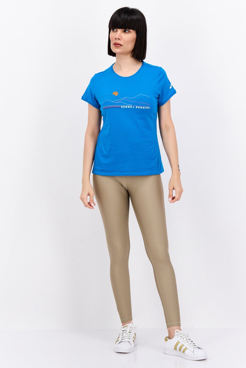 Brooks Women Sportswear Fit Short Sleeve Running Top, Blue  - Image 4