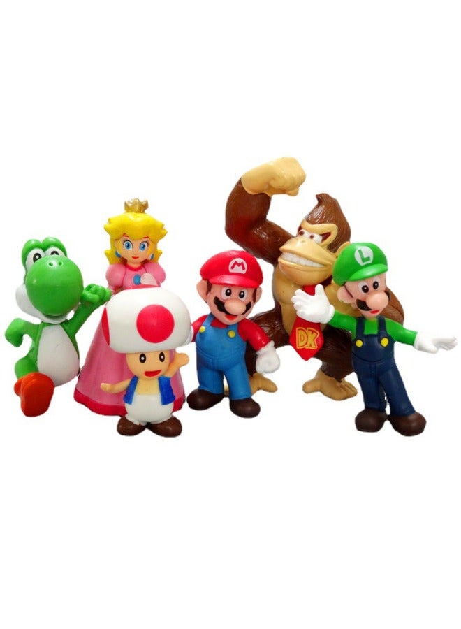 6-Piece Super Mario Action Figure Set, Mini Cartoon Mario Series Model Figure Statue, Excellent PVC Character Model Toys, for Desktop Decorations/Collectibles, Gifts for Fans  - Image 1