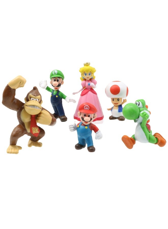 6-Piece Super Mario Action Figure Set, Mini Cartoon Mario Series Model Figure Statue, Excellent PVC Character Model Toys, for Desktop Decorations/Collectibles, Gifts for Fans  - Image 3