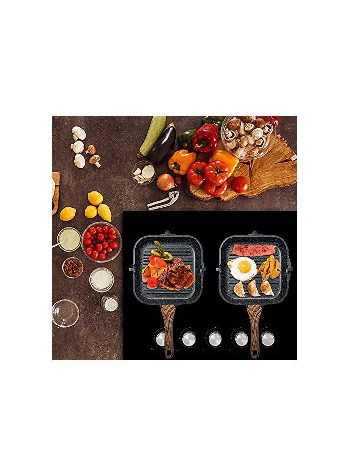 erorex Nonstick Grill Pan for Stove Tops with Pour Spouts Induction Compatible, Granite Coating, 10 inch(25cm), black  - Image 5