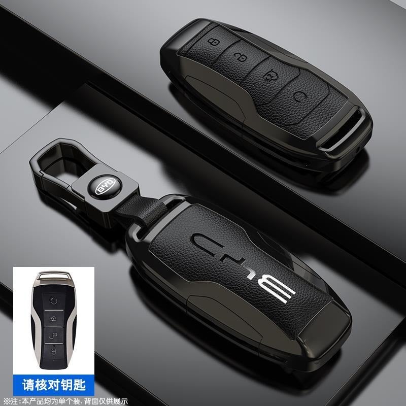 بي واي دي غطاء سلسلة مفاتيح من سبائك الزنك لسيارات BYD Qin PLUS و Seal 06 و Dolphin و Seagull و Qin L و Han DMI و Tang و Song Pro و Yuan - Image 1