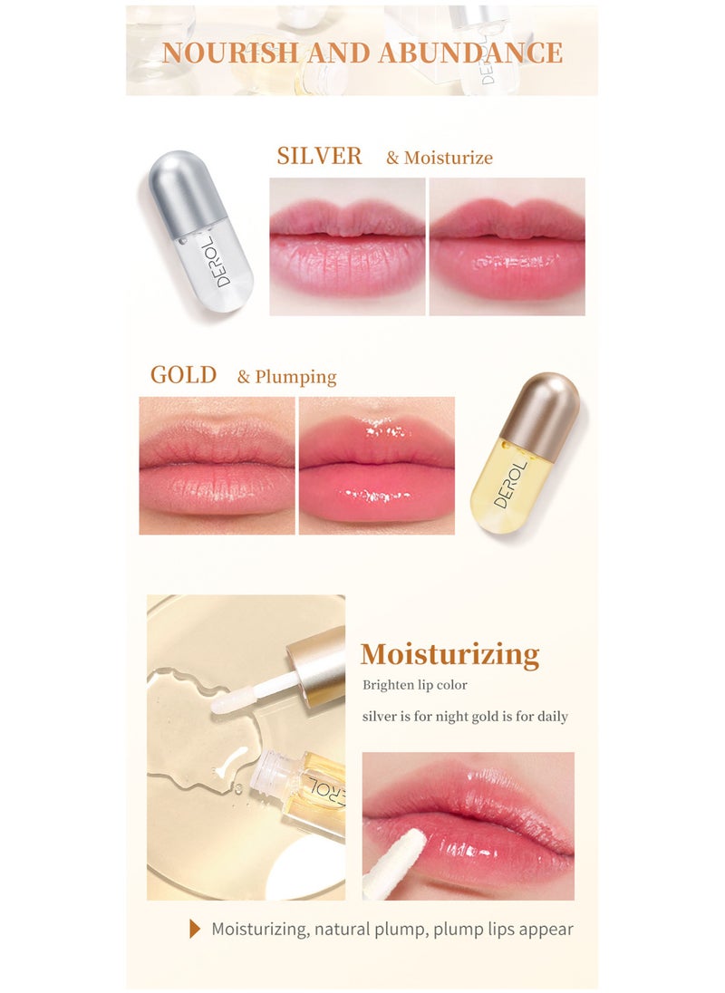 DEROL Lip Plumper Set 2PCS Day and Night Maximizer Hydrating Lip Care Maximizer Volume Balm Extreme Buxom Plant Lip Essence Oil Treatment Serum for Dry Cracked Lips Hydrating Plumping  - Image 3