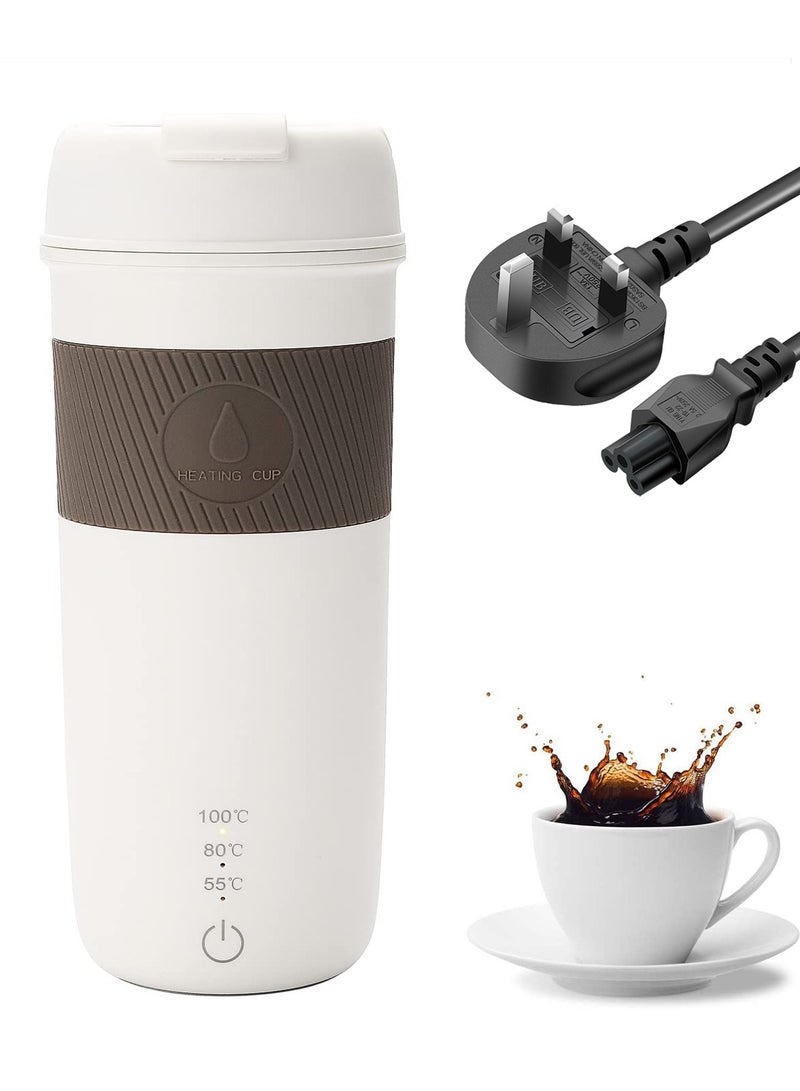 كوب تسخين محمول للسفر، كوب كهربائي صغير، خيارات 55℃ / 80℃ / 100℃، غلاية بطبقة من الفولاذ المقاوم للصدأ 304، وظيفة العزل لمدة 12 ساعة، ترمس كهربائي أنيق 300 واط سعة 350 مل، إيقاف تلقائي. - Image 1