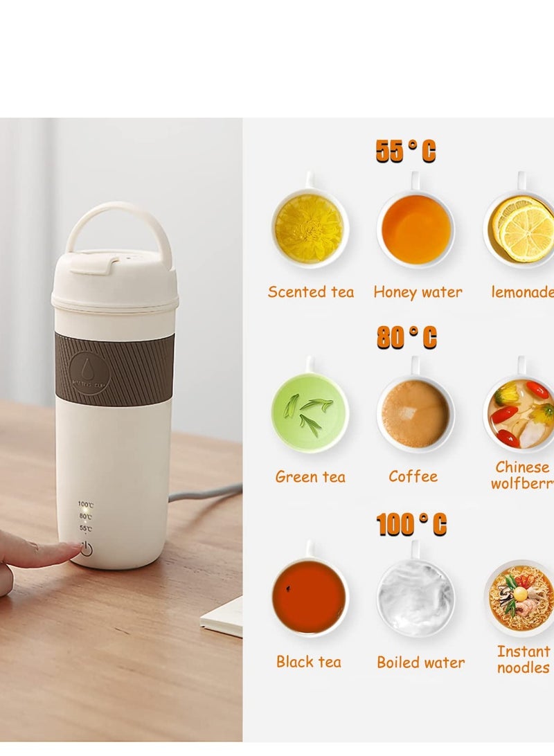 كوب تسخين محمول للسفر، كوب كهربائي صغير، خيارات 55℃ / 80℃ / 100℃، غلاية بطبقة من الفولاذ المقاوم للصدأ 304، وظيفة العزل لمدة 12 ساعة، ترمس كهربائي أنيق 300 واط سعة 350 مل، إيقاف تلقائي. - Image 2