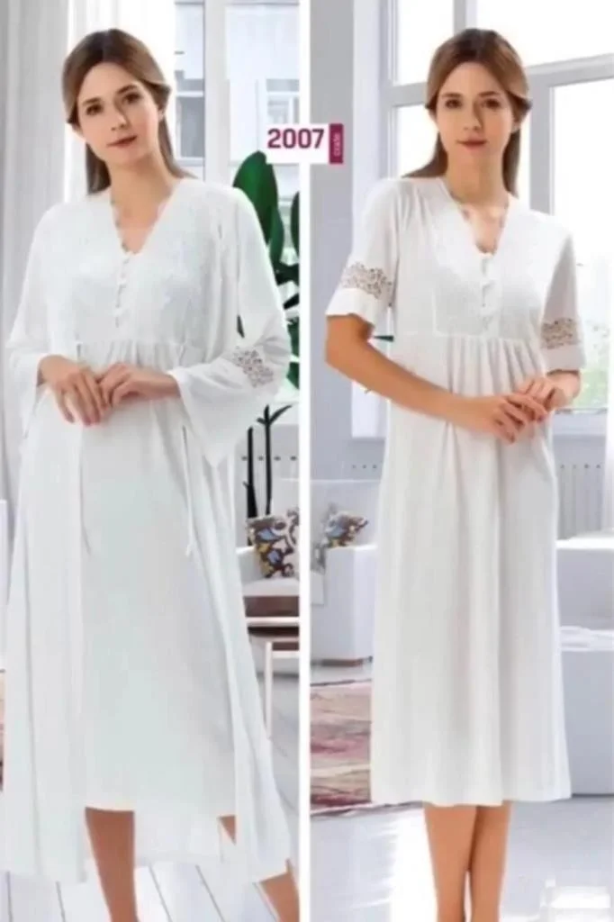 بيرول جاي Birolgaye 42007 Maternity 4-Piece Pajamas Nightgown Dressing Gown Tk