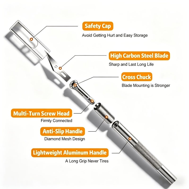 62 Piece Carving Knife Tool Set with Steel Ruler for Art Cutting Engraving Scrapbooking and Template Painting - Image 4