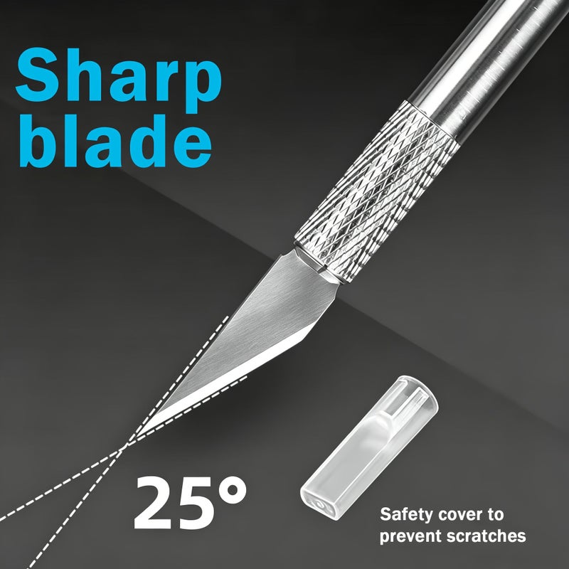 62 Piece Carving Knife Tool Set with Steel Ruler for Art Cutting Engraving Scrapbooking and Template Painting - Image 3