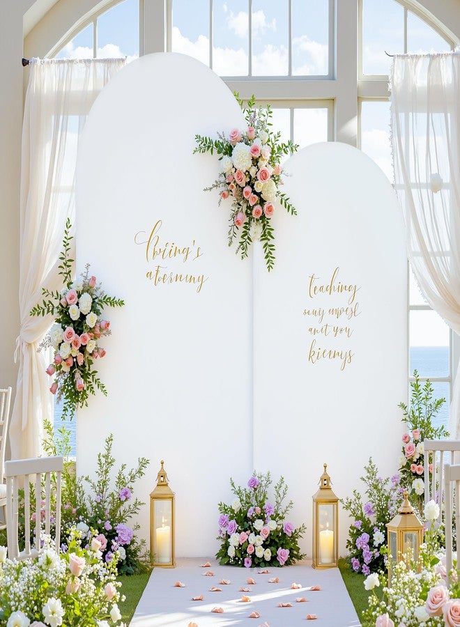 HB HBB MAGIC White Arch Backdrop Cover Set of 2 Birthday Party Arch Covers 7.2 and 6ft Wedding Arch Cover Stretchy Backdrop Bridal Baby Shower Birthday Arch Covers Spandex - Image 3