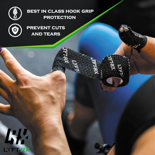 LYFT-RX LYFTRX Weightlifting Hook Grip Tape wPremium Adhesive for Olympic Weight Lift Cross Fitness Lifting Stretch Fit Athletic Finger Wrap Protects Thumb Fingers Size15in Black 6Rolls - Image 5