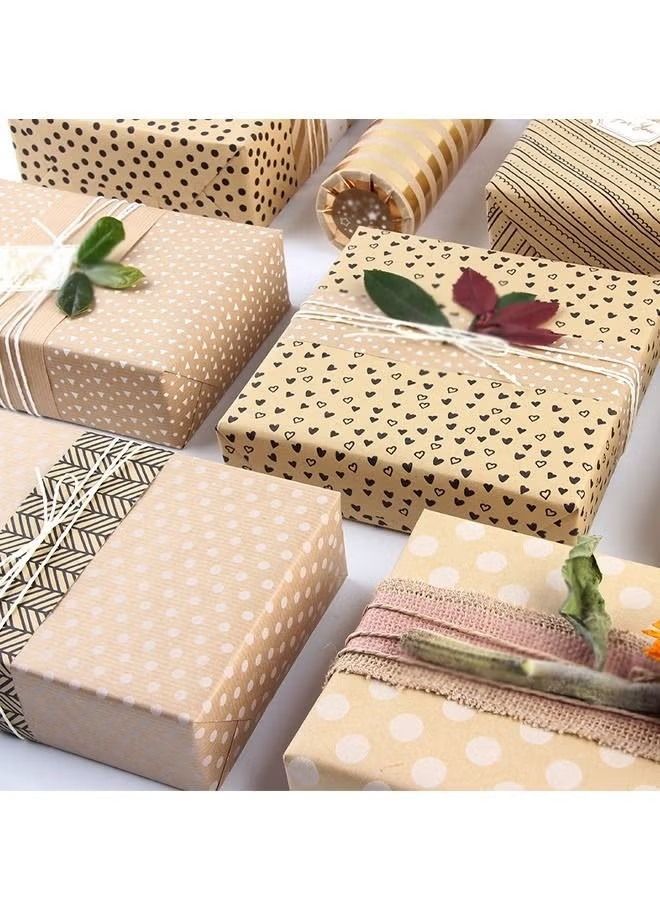Generic 6Pas Gift Box Wrap Set Wrapping Paper Set with Vintage Series Paper for Boys Kids Gift Bundle Per Sheet with Stripes Stickers for Party with Different Color Gift bag - Image 2