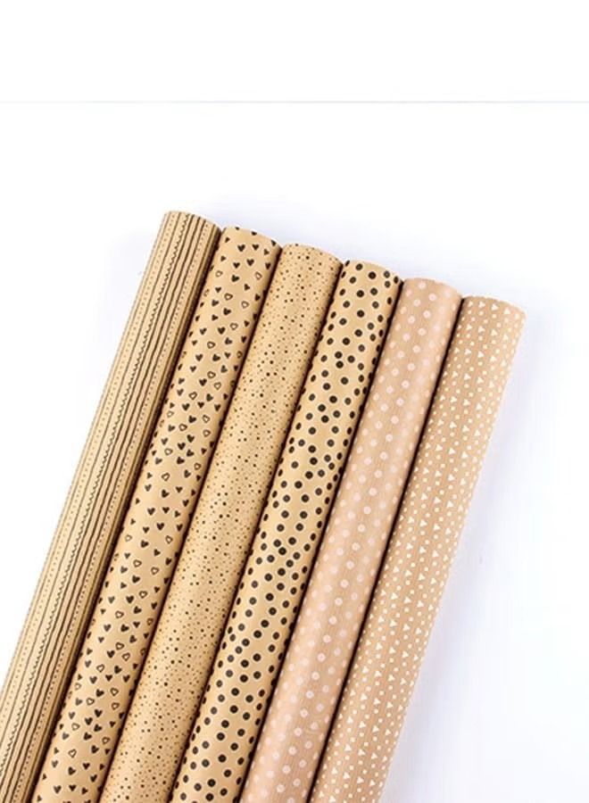 Generic 6Pas Gift Box Wrap Set Wrapping Paper Set with Vintage Series Paper for Boys Kids Gift Bundle Per Sheet with Stripes Stickers for Party with Different Color Gift bag - Image 5